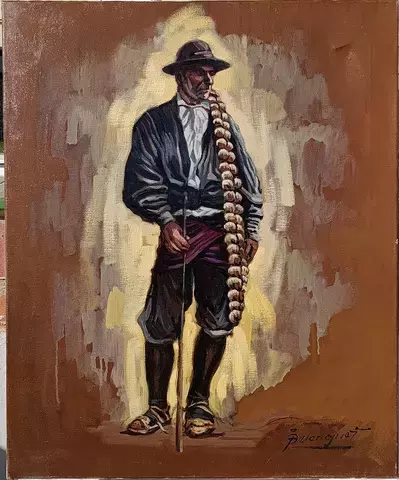 Abuelo con ajos y vara